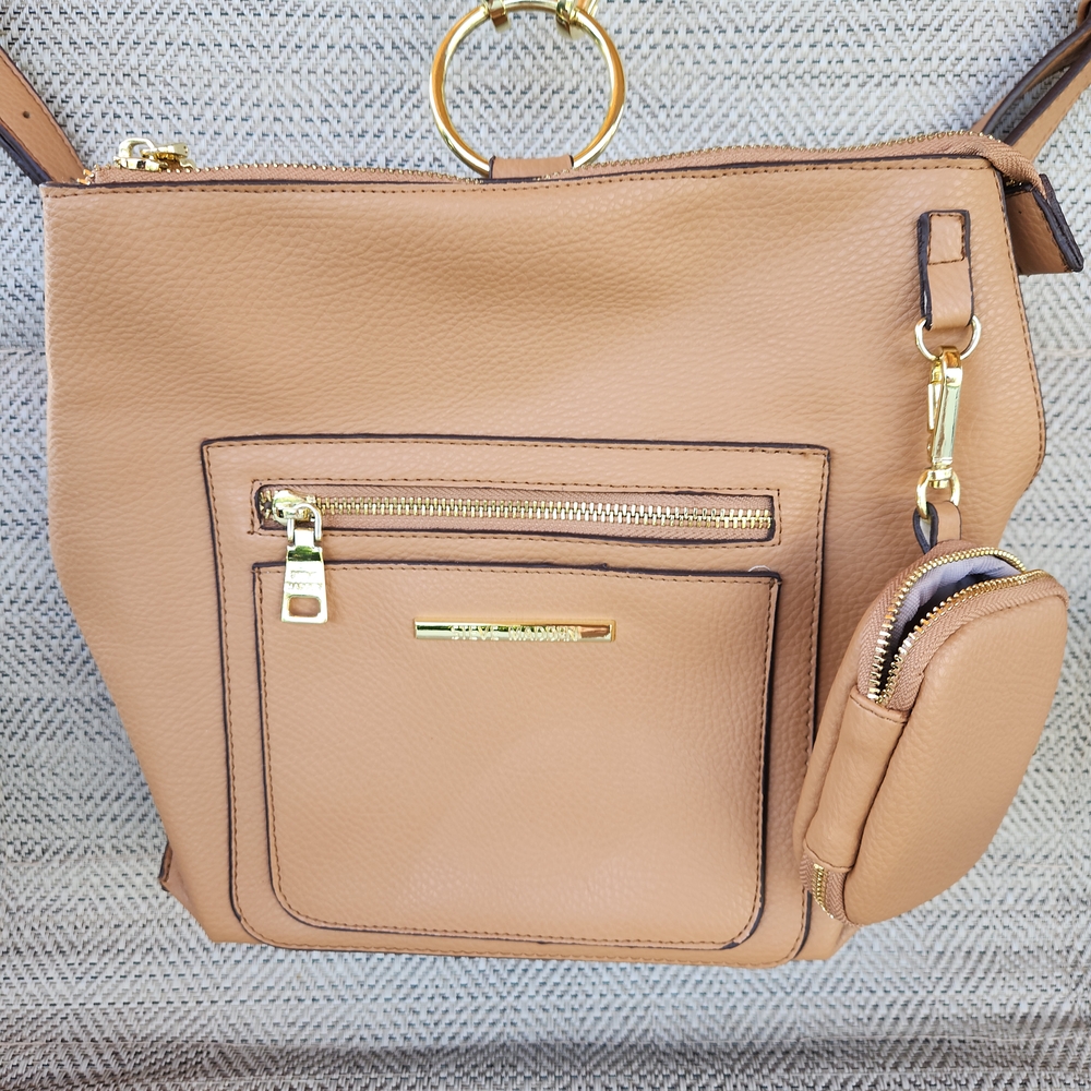 Steve Madden Tan Backpack with Gold Accents